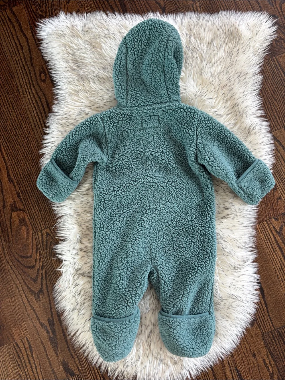 18M Amazon Essentials Teal Plush Sherpa Baby One-Piece with Hood